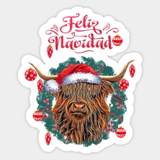 Christmas Highland Cow, feliz navidad Sticker